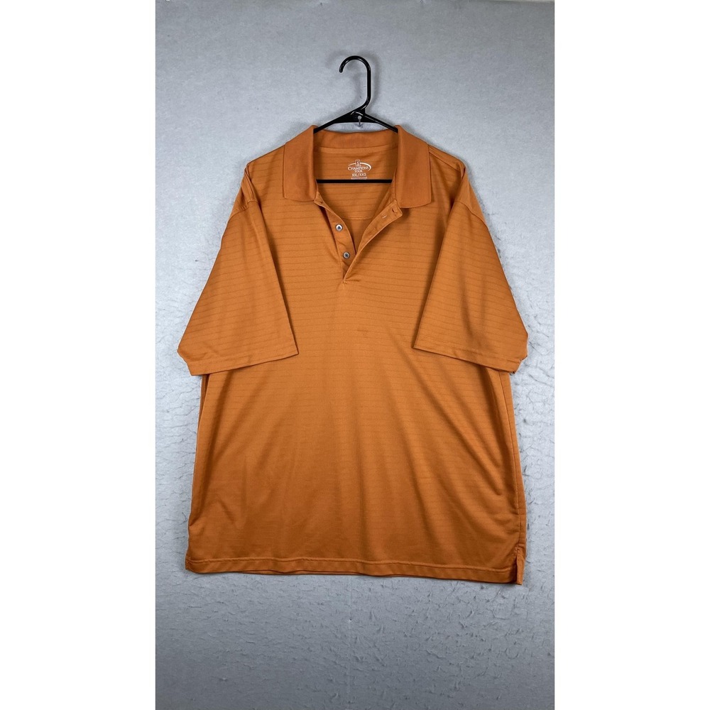Champions Tour Polo Shirt Mens 2XL Orange Stripe Golf Short Sleeve Casual Knit